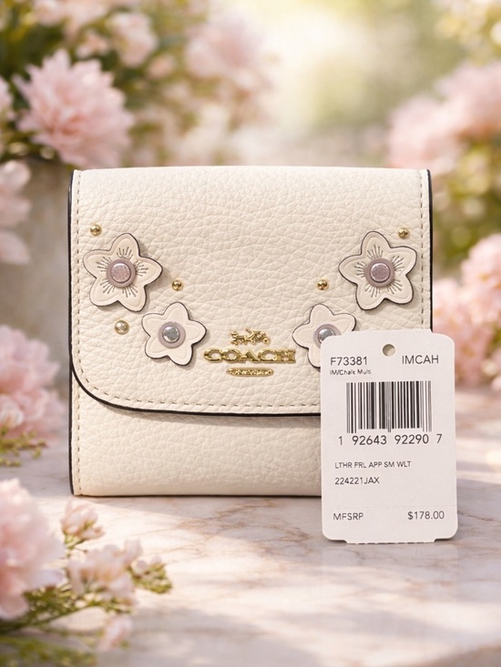Coach Handbags - Coach Leather Floral Appliqué Small Wallet NWT